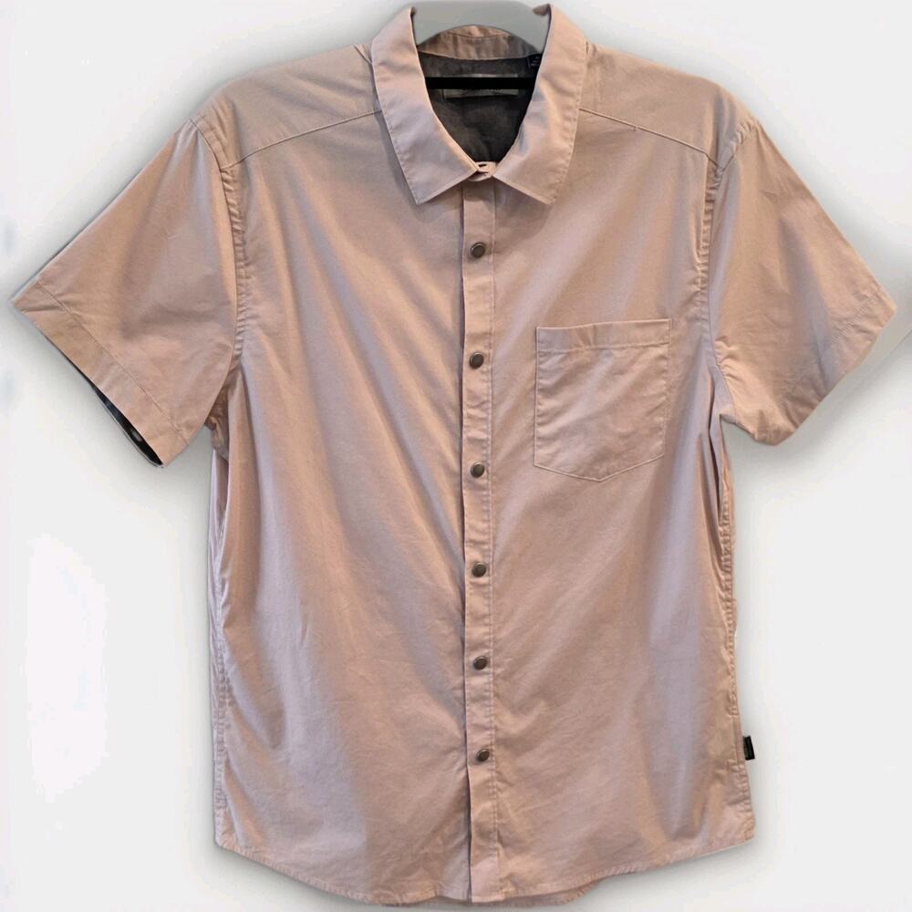 Reaction Kenneth Cole Men's Medium Short-Sleeve Snap Button Shirt Peach/Mauve